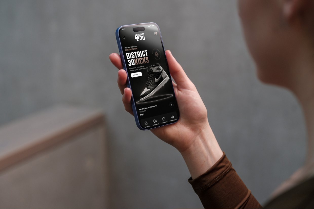 District 30 premium streetwear mobile mockup