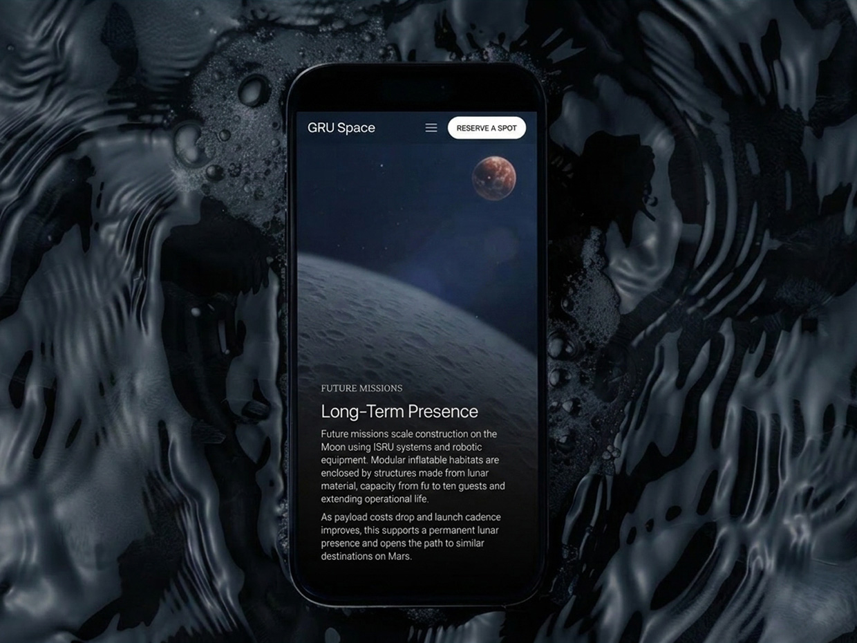 GRU Space technology platform mobile view