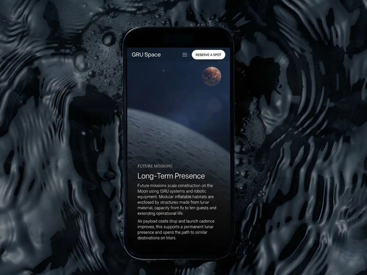 GRU Space technology platform mobile view