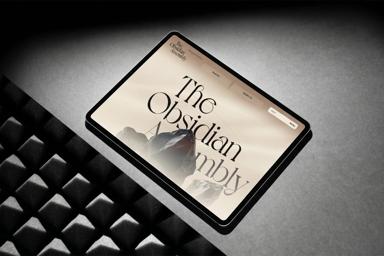 Tablet displaying city skyline and text 'Unlocking Living'.
