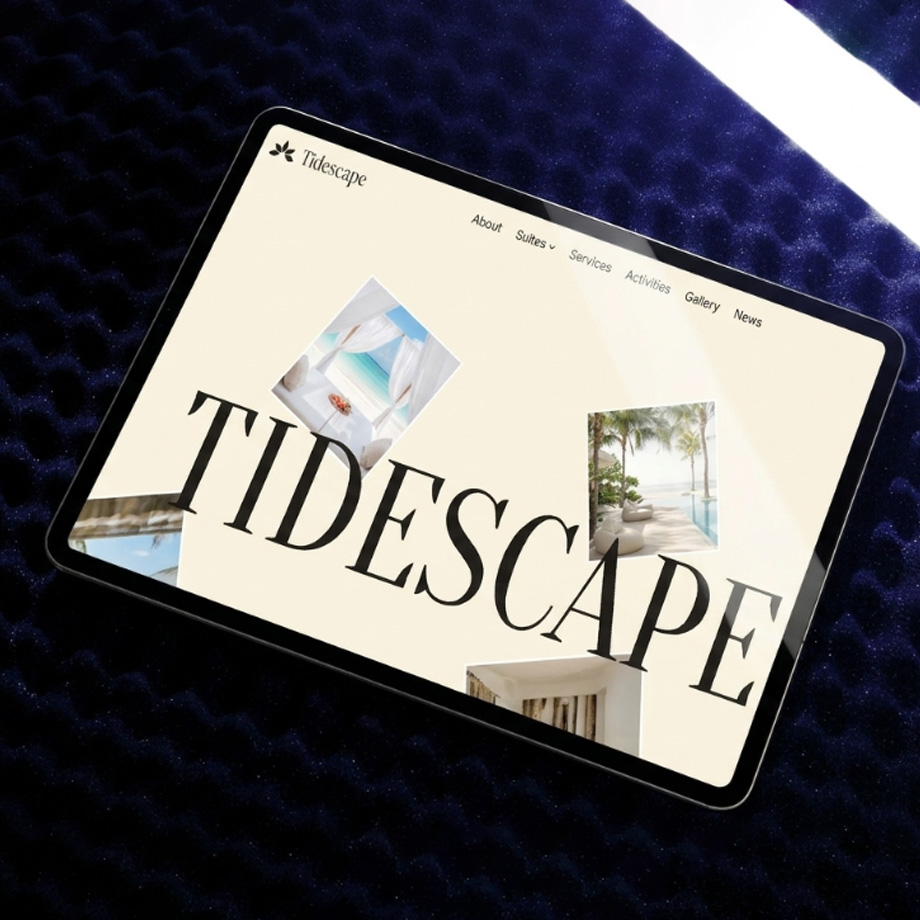 TideScape luxury hospitality website on tablet