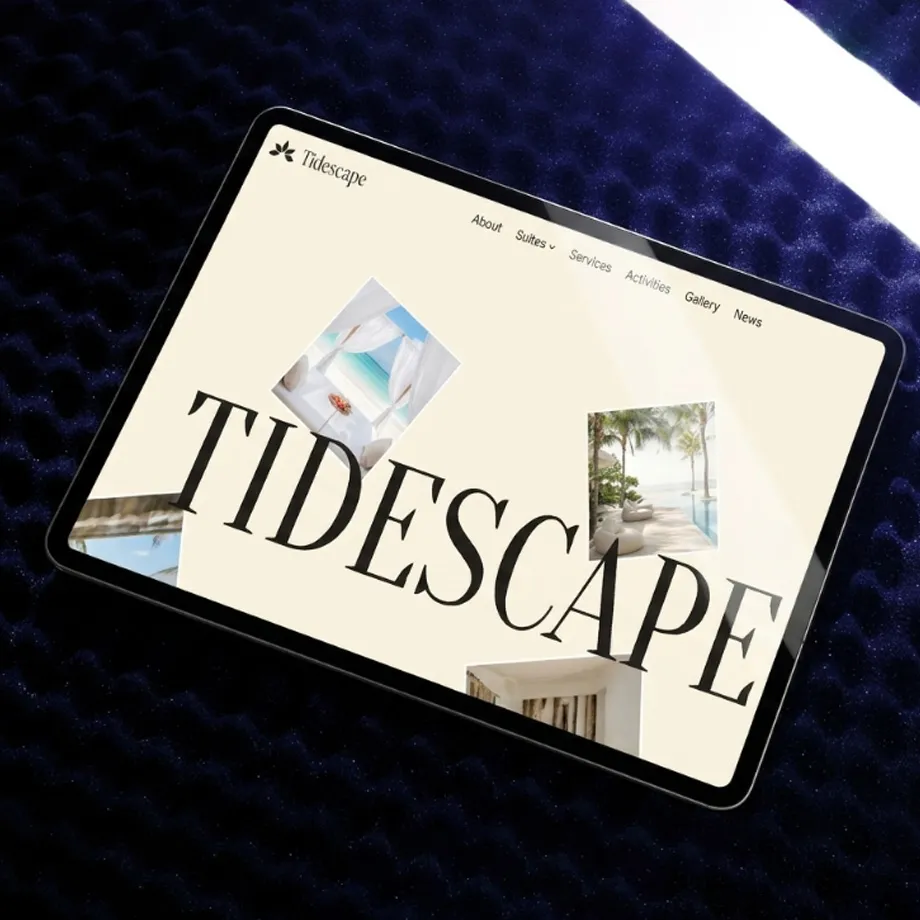 TideScape luxury hospitality website on tablet